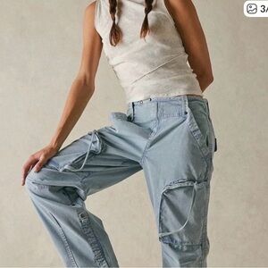 We The Free Light Blue Can’t Compare Cargo pants